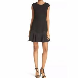 NEW Rebecca Taylor Stacy Fit-&-Flare Flounce Dress in Black